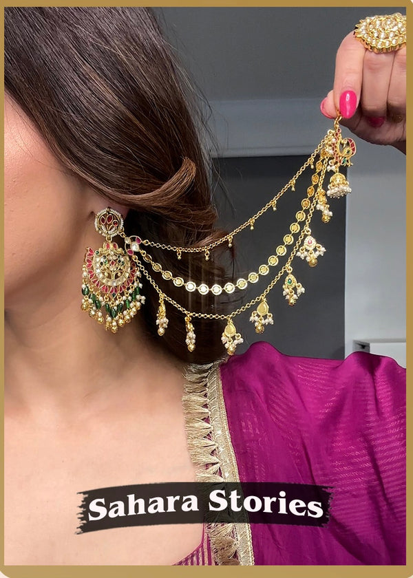 Devi Kempu Ear Chains