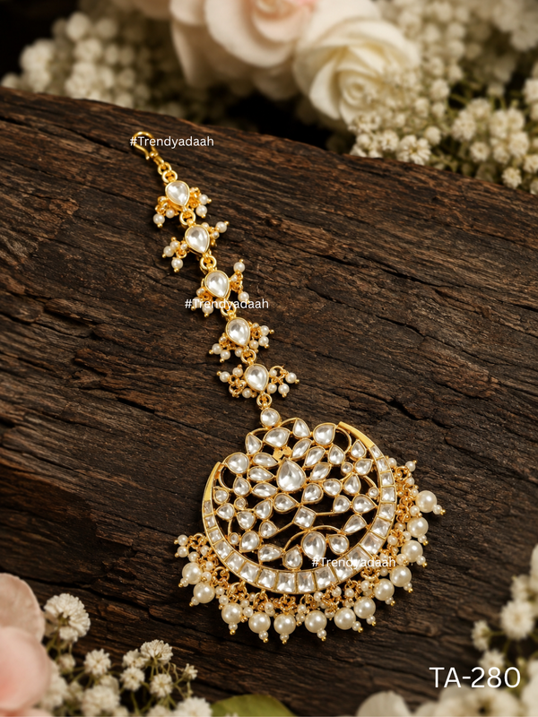 Classic Kundan Floral Chandbali Headpiece