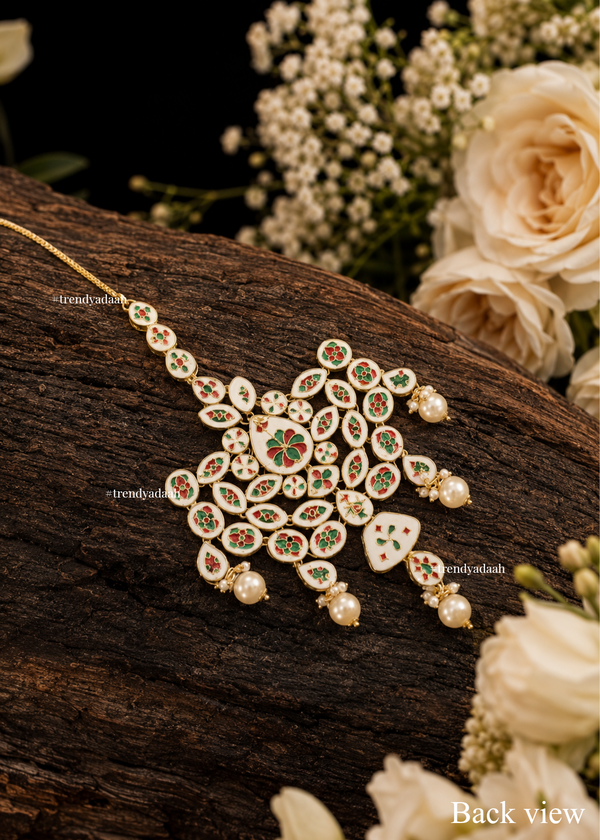 Cluster Kundan & Pearl Drop Maang Tikka