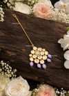 Lavender Oval Kundan & Bead Cluster Maang Tikka