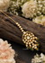 Bordered Chandbali Kundan Maang Tikka with Green Bead Cluster